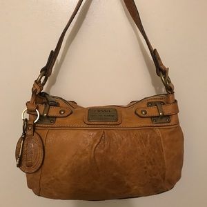 Fossil Vintage Mustard Yellow Leather Shoulder Bag